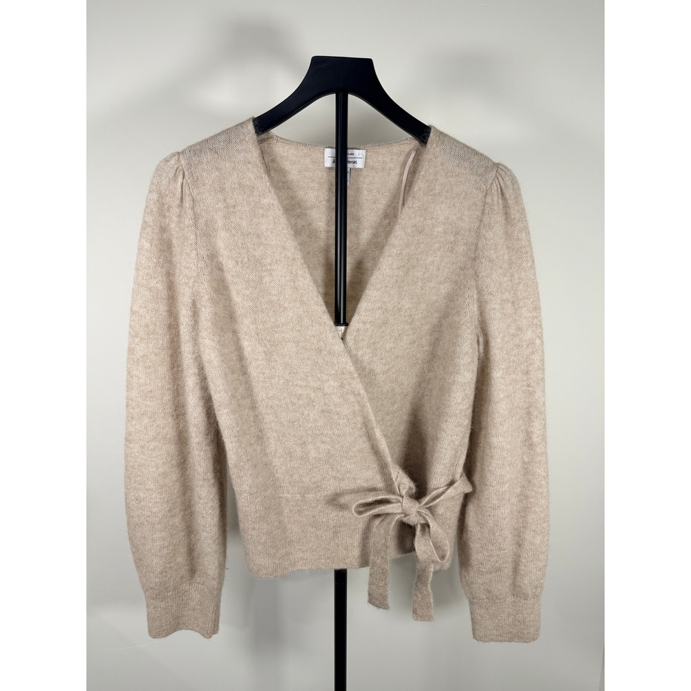 & Other Stories Wool Mohair Blend Wrap Cardigan Beige Oatmeal Size M
